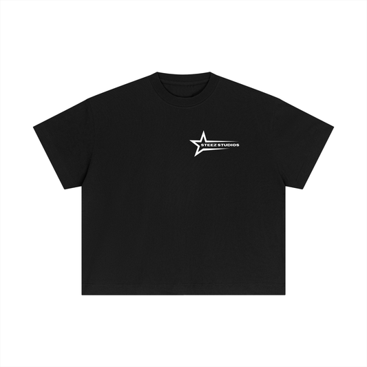 "COSMIC STEEZ" BLACK BOXY TSHIRT