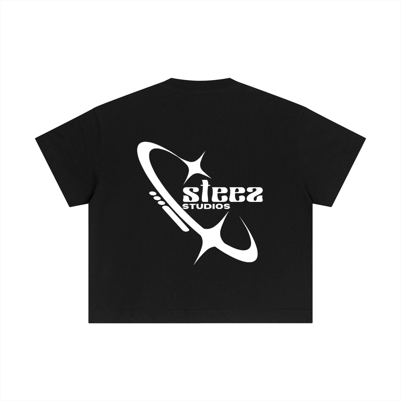"COSMIC STEEZ" BLACK BOXY TSHIRT